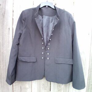 LUVAMIA BLAZER WOMENS SIZE 2XL BLACK OPEN FRONT LONG SLEEVE ONE BUCKLE CLOSURE